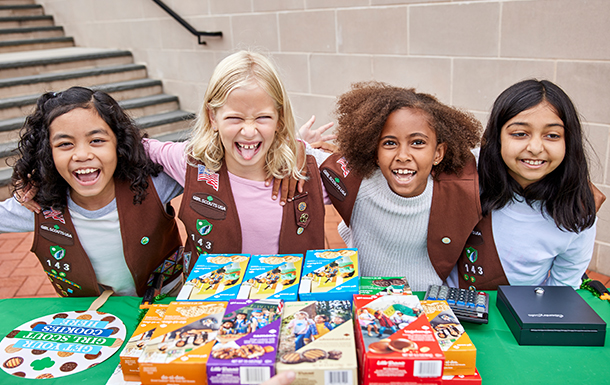 Girls at cookie booth