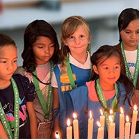 Girl Scouts at bridging ceremony