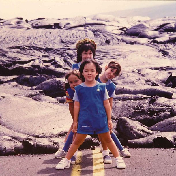 Girl Scout Daisies pose at lava road